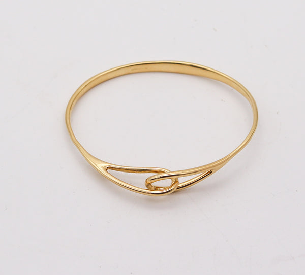 TIFFANY & CO. Modernist Double Lock Bangle Bracelet In Solid 18Kt Yellow Gold