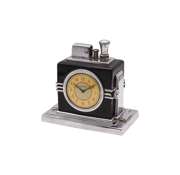 RONSON 1936 Maltese Art Deco Machine Age Black Clock Touch Tip Lighter