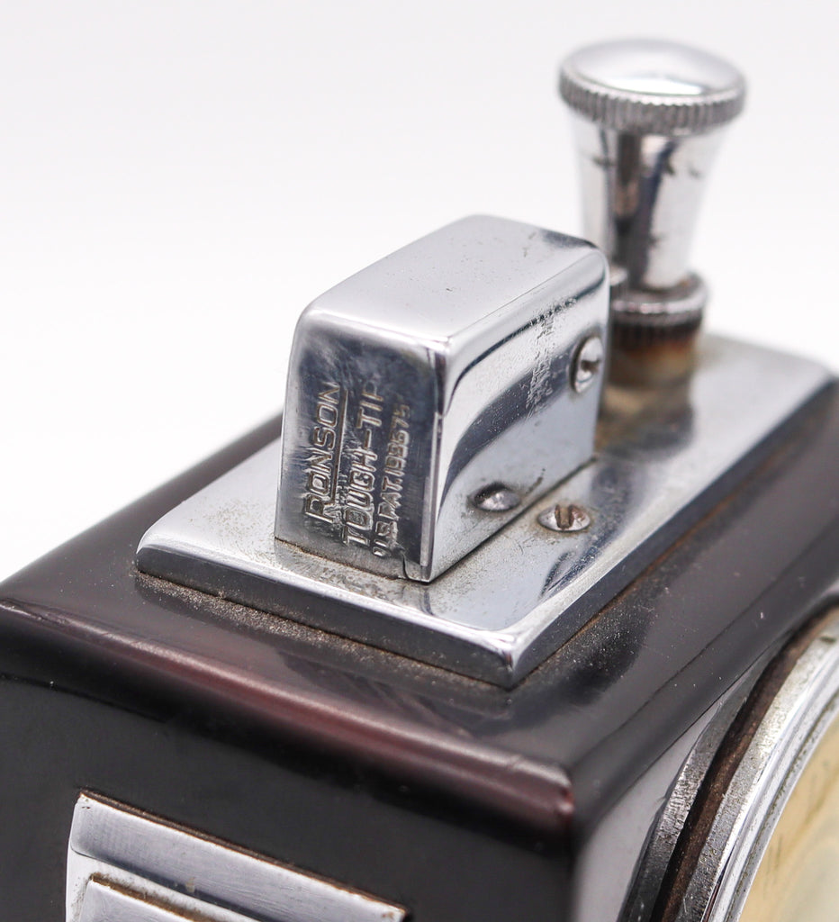 RONSON 1936 Maltese Art Deco Machine Age Black Clock Touch Tip Lighter – Treasure Fine Jewelry