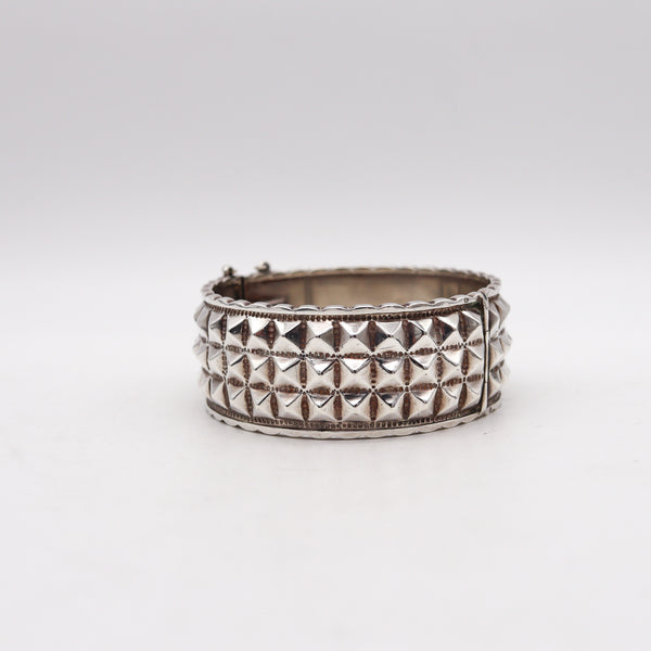 -Rene Sitoleux 1935 Paris Art Deco Geometric Bangle Bracelet In .800 Silver