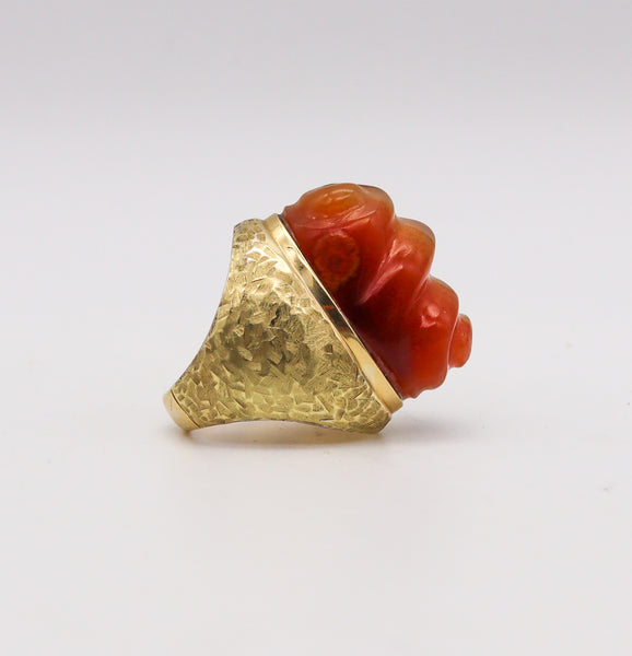 BURLE MARX 1970 Forma Livre Cocktail Ring In 18Kt Yellow Gold With Carved Agate