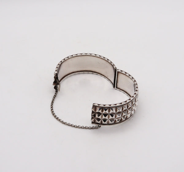 -Rene Sitoleux 1935 Paris Art Deco Geometric Bangle Bracelet In .800 Silver