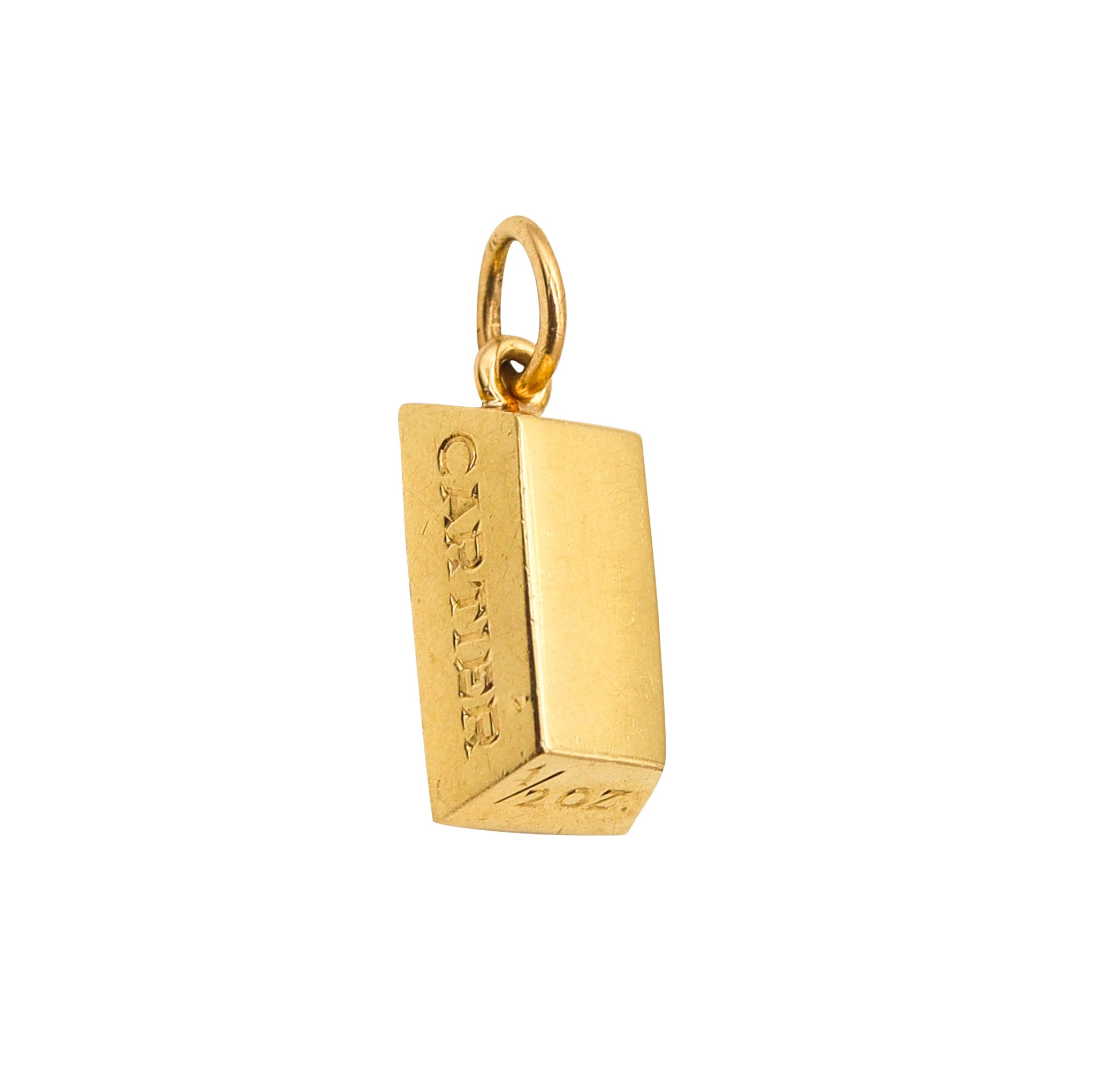 CARTIER Paris 1970 1/2 Ounce Rectangular Ingot Pendant In Solid 18Kt Yellow Gold