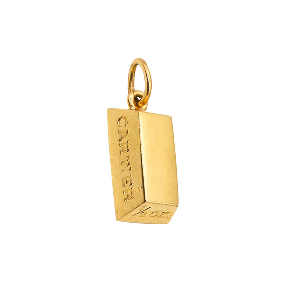 CARTIER Paris 1970 1/2 Ounce Rectangular Ingot Pendant In Solid 18Kt Yellow Gold