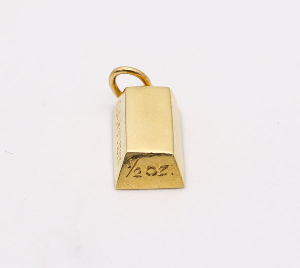CARTIER Paris 1970 1/2 Ounce Rectangular Ingot Pendant In Solid 18Kt Yellow Gold