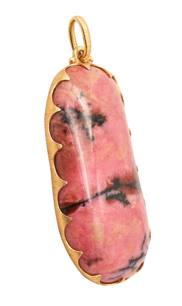 BUCCELLATI 1960 Milano Vintage Pendant In 18Kt Yellow Gold With Rhodochrosite