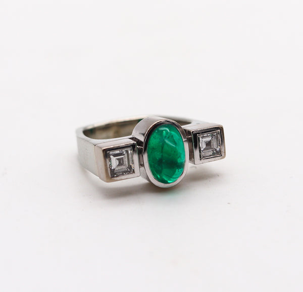 -Trudel By Kurt Aepli Geometric Ring 18Kt Gold With 3.02 Ctw In Emerald And Diamonds