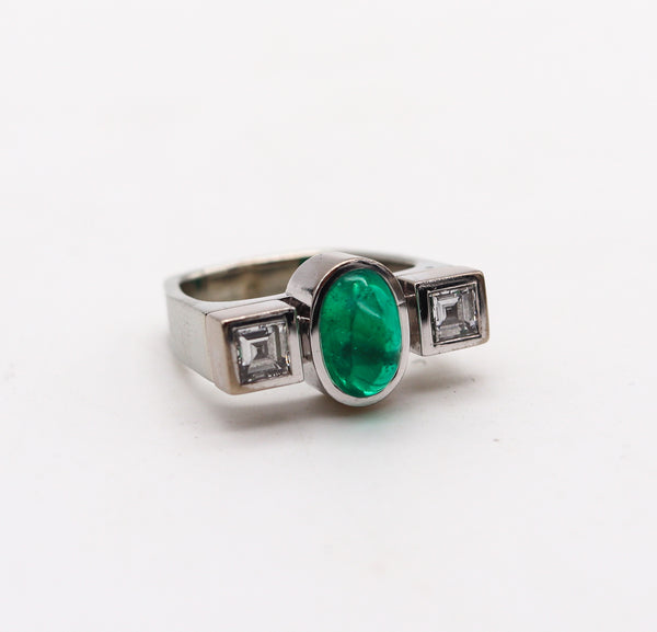 TRUDEL By Kurt Aepli Geometric Ring 18Kt Gold With 3.52 Ctw In Emerald And Diamonds