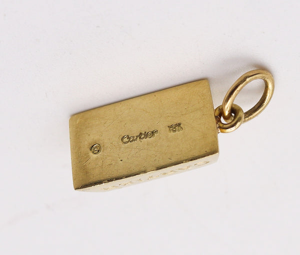 CARTIER Paris 1970 1/2 Ounce Rectangular Ingot Pendant In Solid 18Kt Yellow Gold