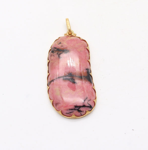 BUCCELLATI 1960 Milano Vintage Pendant In 18Kt Yellow Gold With Rhodochrosite