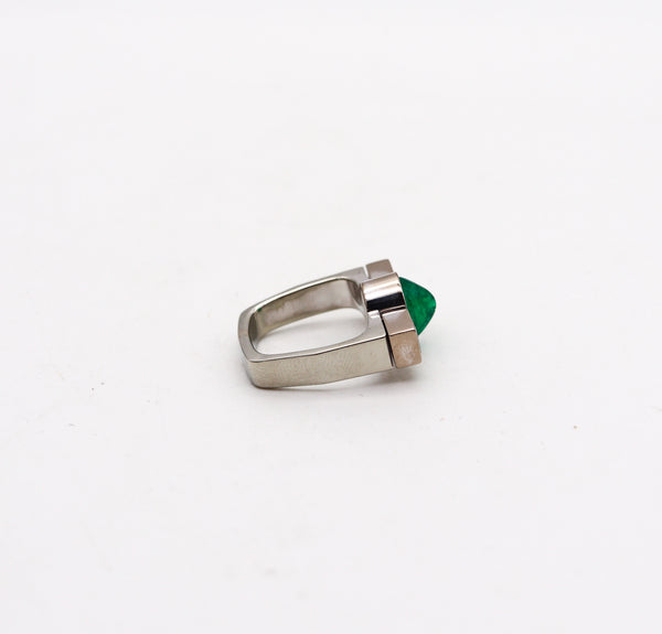 TRUDEL By Kurt Aepli Geometric Ring 18Kt Gold With 3.52 Ctw In Emerald And Diamonds