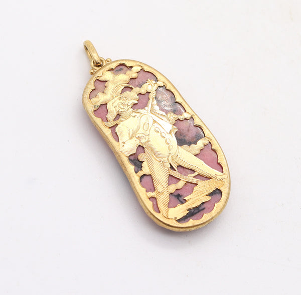 BUCCELLATI 1960 Milano Vintage Pendant In 18Kt Yellow Gold With Rhodochrosite