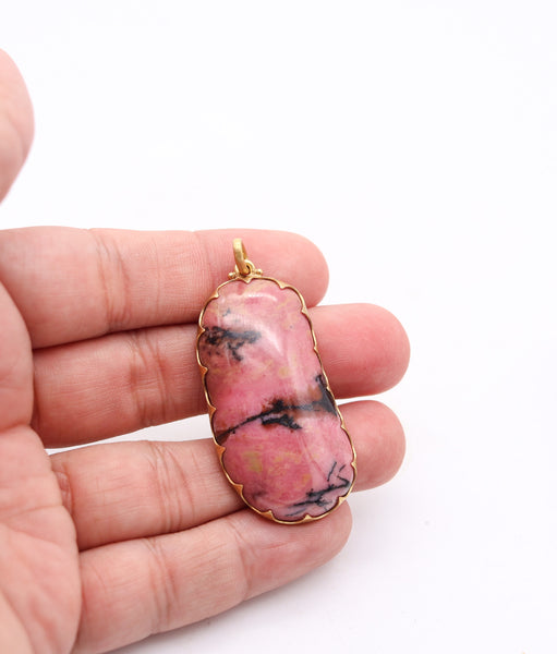 BUCCELLATI 1960 Milano Vintage Pendant In 18Kt Yellow Gold With Rhodochrosite