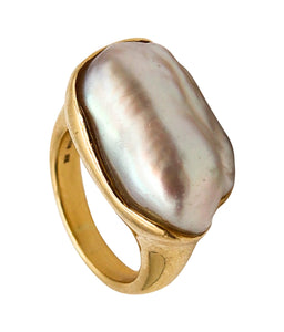 -Tiffany & Co. 1980 Elsa Peretti Cocktail Ring In 18Kt Gold With South Seas Pearl