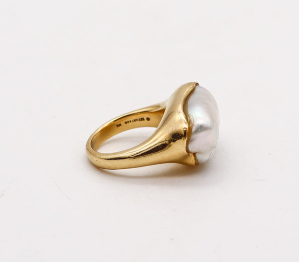 -Tiffany & Co. 1980 Elsa Peretti Cocktail Ring In 18Kt Gold With South Seas Pearl