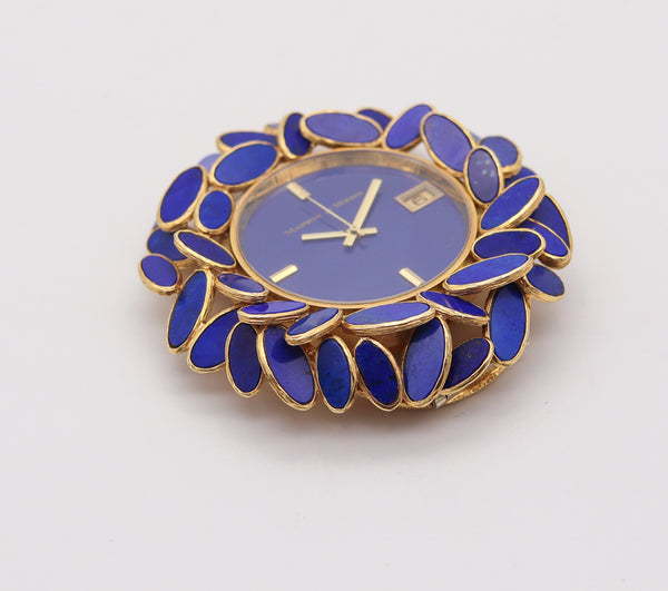 AUGUSTIN JULIA PLANA 1960 Pendant-Travel Watch In Solid 18kt Gold With Lapis