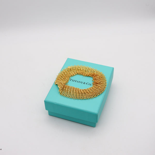 -Tiffany & Co. 1982 Elsa Peretti Mesh Bracelet in 18Kt Gold Vermeil Over Sterling