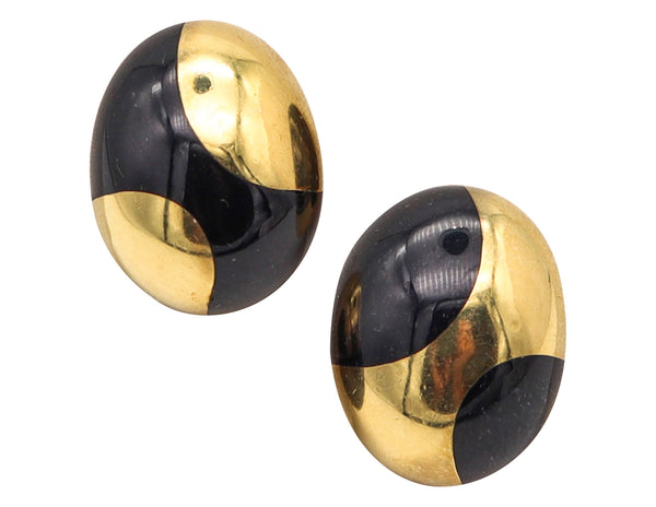 TIFFANY & CO. 1977 Angela Cummings Clips Earrings In 18Kt Gold & Black Jade