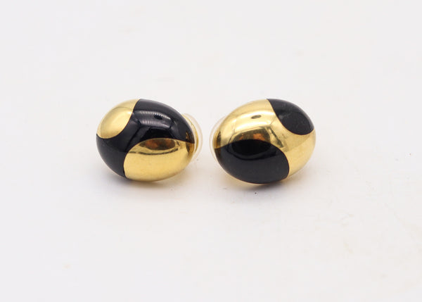 TIFFANY & CO. 1977 Angela Cummings Clips Earrings In 18Kt Gold & Black Jade