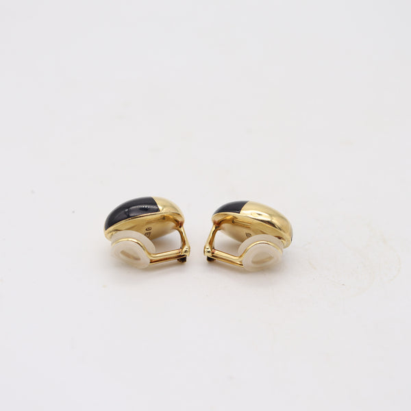 TIFFANY & CO. 1977 Angela Cummings Clips Earrings In 18Kt Gold & Black Jade