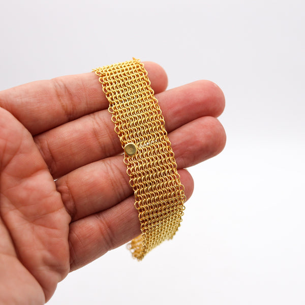 -Tiffany & Co. 1982 Elsa Peretti Mesh Bracelet in 18Kt Gold Vermeil Over Sterling