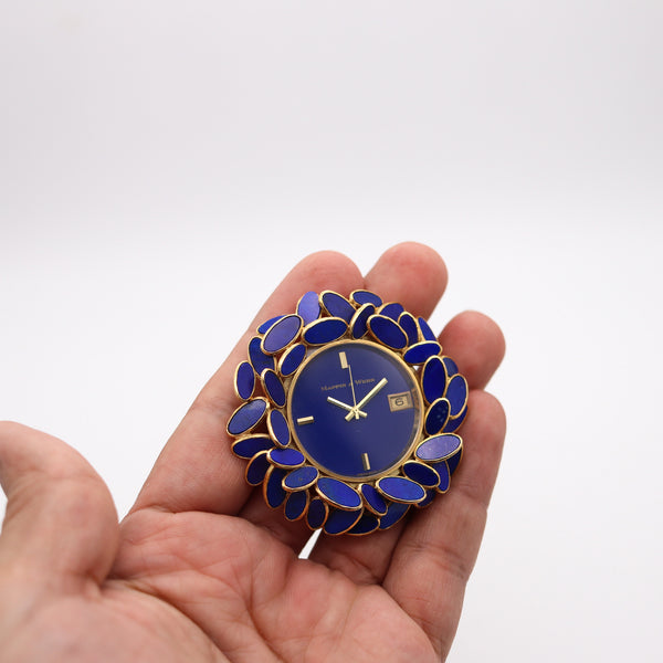 AUGUSTIN JULIA PLANA 1960 Pendant-Travel Watch In Solid 18kt Gold With Lapis