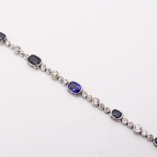 ART DECO 1925 Bracelet In .900 Platinum With 13.76 Ctw In Diamonds & Sapphires