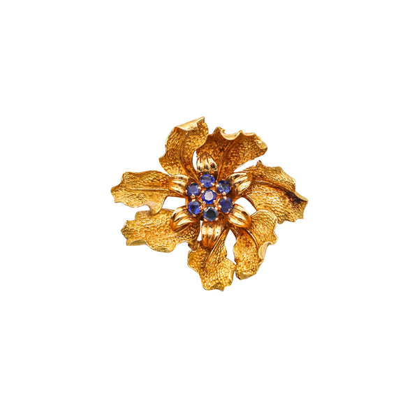 -Tiffany & Co. 1960 Organic Brooch In 18Kt Yellow Gold With 1.26 Ctw In Sapphires