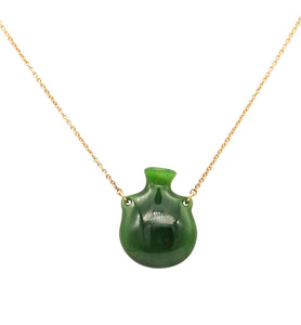 TIFFANY & CO 1979 Elsa Peretti Nephrite Jug Jar Bottle Necklace in 18Kt Yellow Gold