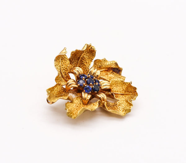 -Tiffany & Co. 1960 Organic Brooch In 18Kt Yellow Gold With 1.26 Ctw In Sapphires