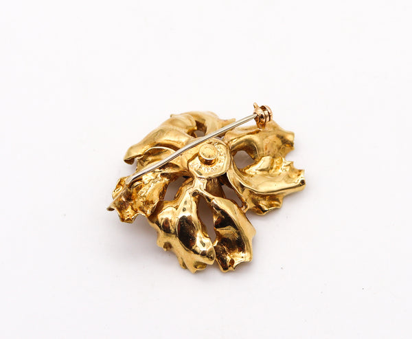 -Tiffany & Co. 1960 Organic Brooch In 18Kt Yellow Gold With 1.26 Ctw In Sapphires
