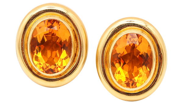 TIFFANY & CO. 1980 Paloma Picasso Clips Earrings In 18Kt Yellow Gold With Citrines