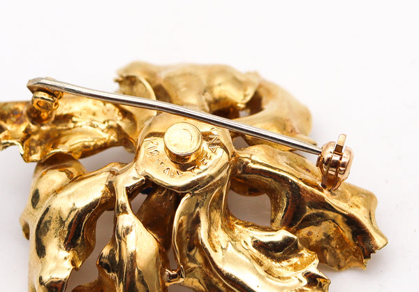 -Tiffany & Co. 1960 Organic Brooch In 18Kt Yellow Gold With 1.26 Ctw In Sapphires