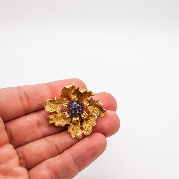 -Tiffany & Co. 1960 Organic Brooch In 18Kt Yellow Gold With 1.26 Ctw In Sapphires