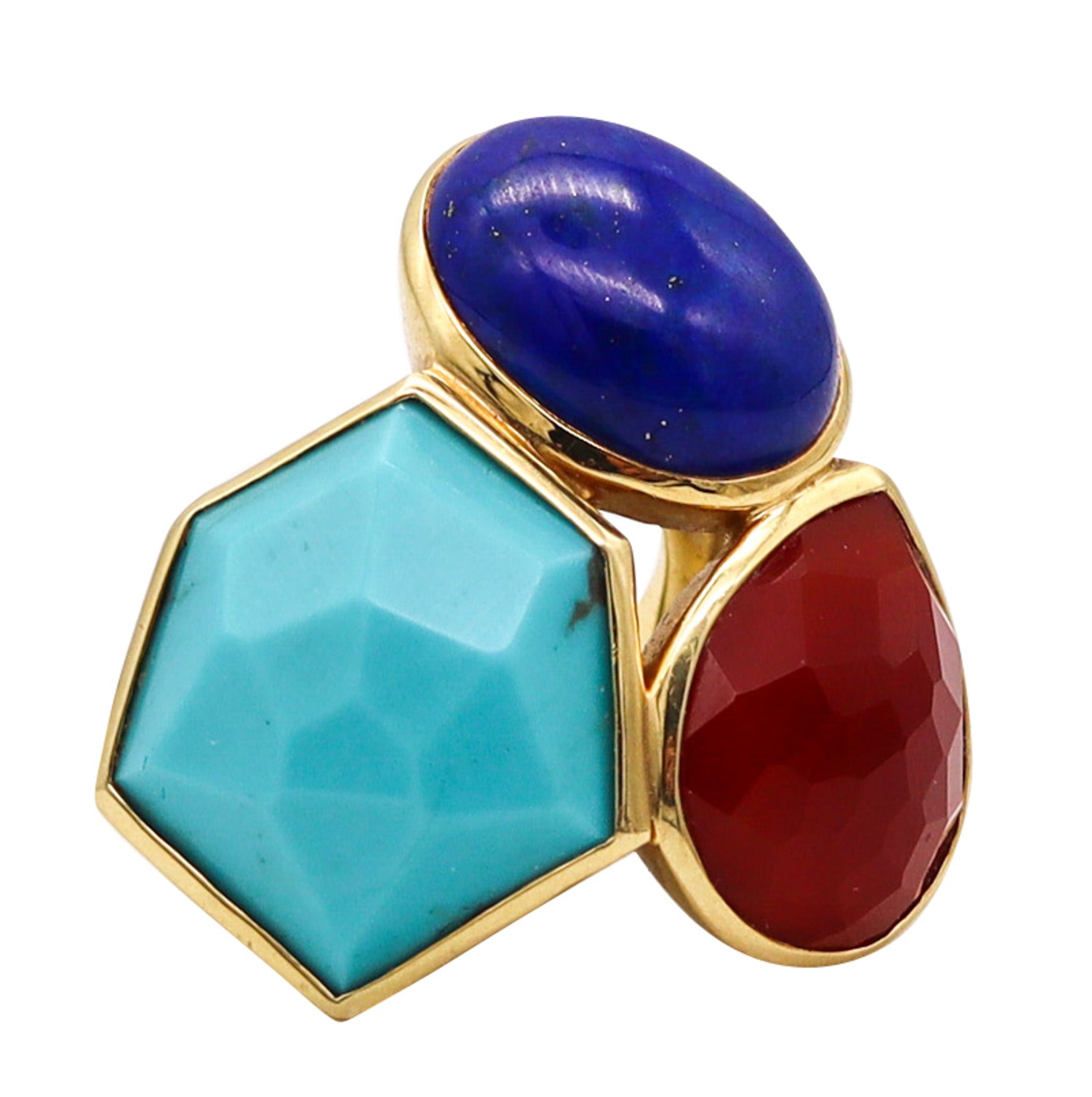 -Ippolita Colorful Cocktail Ring In 18Kt Gold With Turquoise Blue Lapis And Carnelian