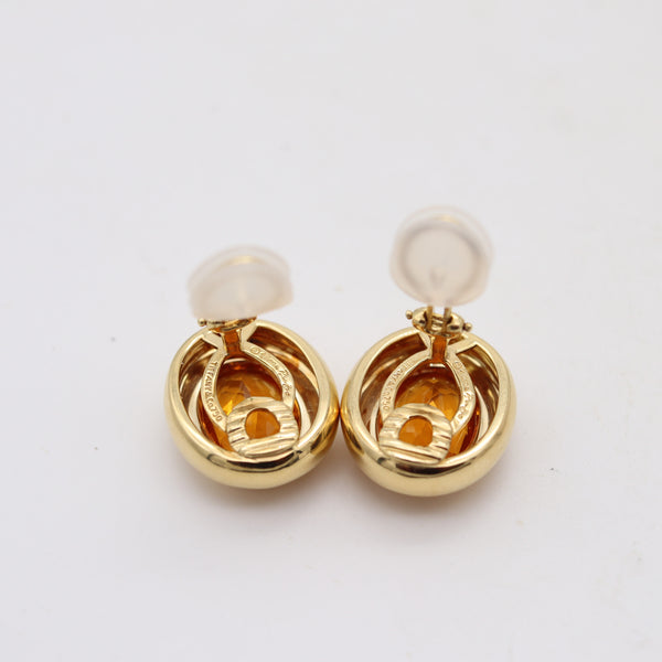 TIFFANY & CO. 1980 Paloma Picasso Clips Earrings In 18Kt Yellow Gold With Citrines