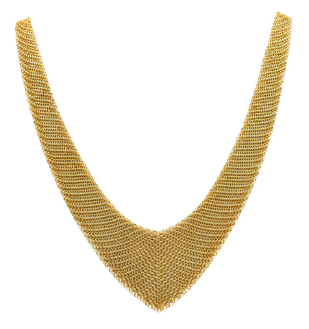 TIFFANY & CO. 1980 Elsa Peretti Draped Mesh Necklace in 18Kt Gold Vermeil On Silver