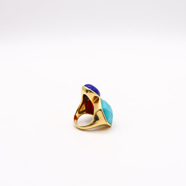 -Ippolita Colorful Cocktail Ring In 18Kt Gold With Turquoise Blue Lapis And Carnelian