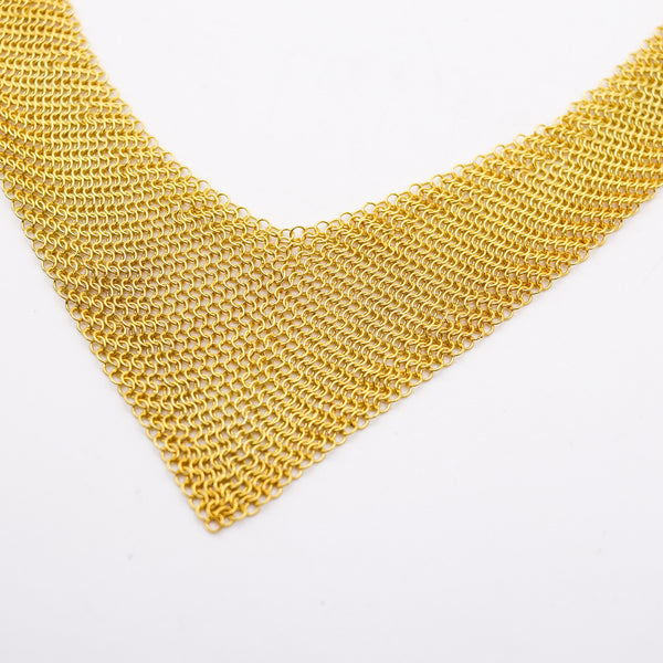 TIFFANY & CO. 1980 Elsa Peretti Draped Mesh Necklace in 18Kt Gold Vermeil On Silver