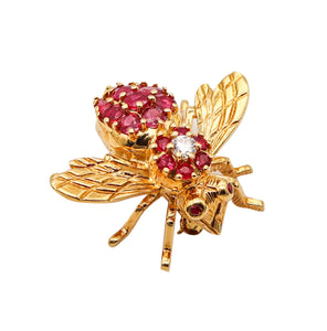 TIFFANY & CO. 1950 Queen Bee Brooch In 18Kt Gold With 1.81 Ctw In Rubies & Diamonds