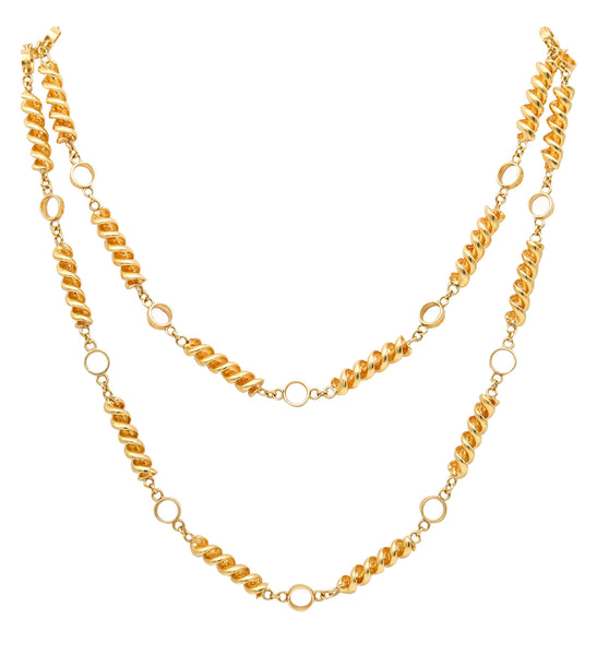 TIFFANY & CO. 1970 Schlumberger Long Rotini Necklace Sautoir In 19Kt Yellow Gold