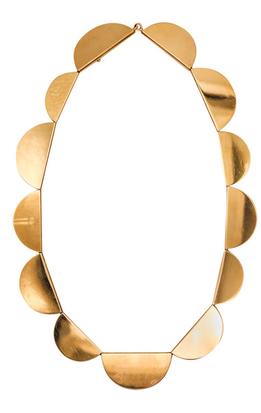 BETTY COOKE 1980 Geometric Semi-Circles Necklace In 14Kt Yellow Gold