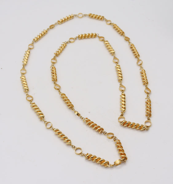 TIFFANY & CO. 1970 Schlumberger Long Rotini Necklace Sautoir In 19Kt Yellow Gold