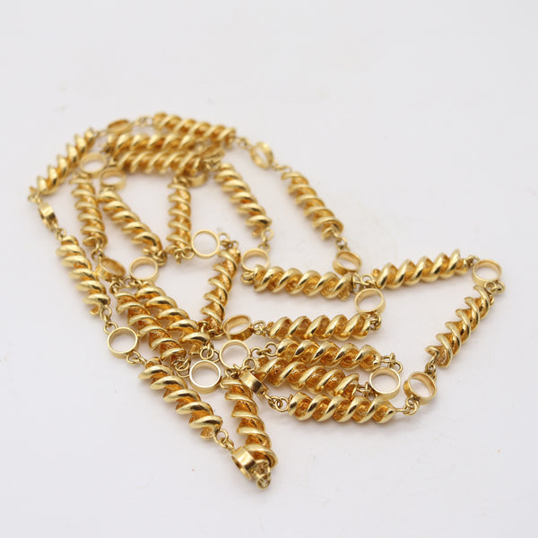 TIFFANY & CO. 1970 Schlumberger Long Rotini Necklace Sautoir In 19Kt Yellow Gold