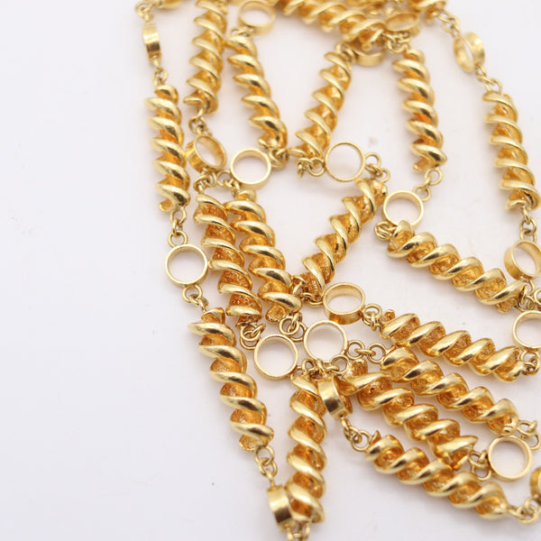 TIFFANY & CO. 1970 Schlumberger Long Rotini Necklace Sautoir In 19Kt Yellow Gold
