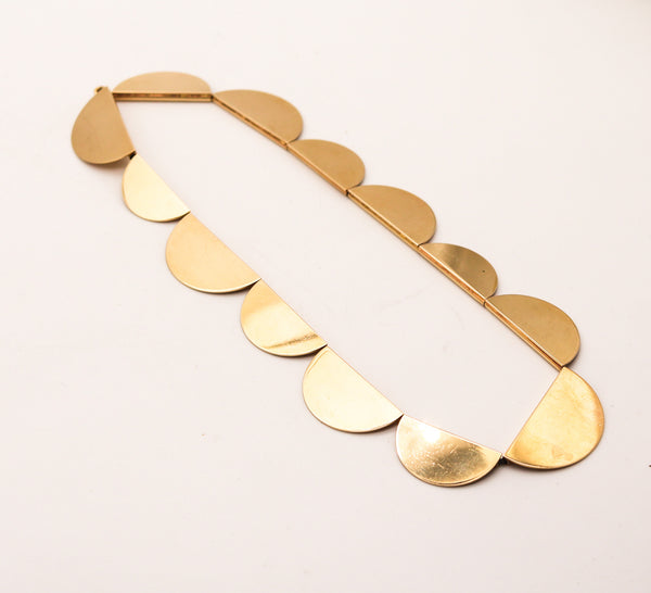 BETTY COOKE 1980 Geometric Semi-Circles Necklace In 14Kt Yellow Gold