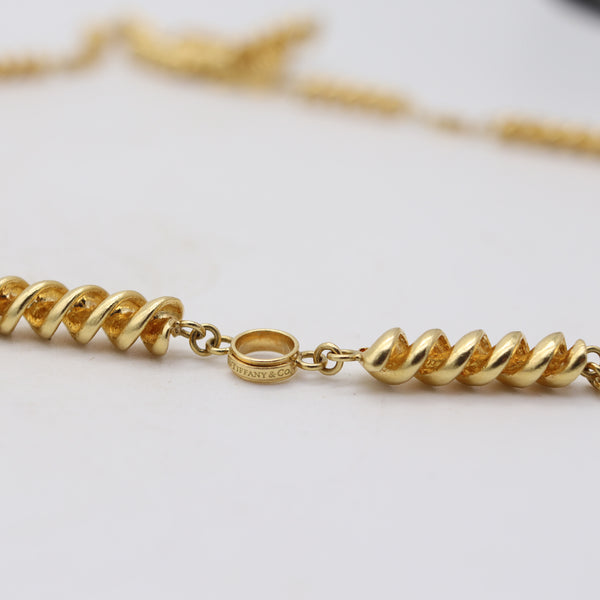 TIFFANY & CO. 1970 Schlumberger Long Rotini Necklace Sautoir In 19Kt Yellow Gold