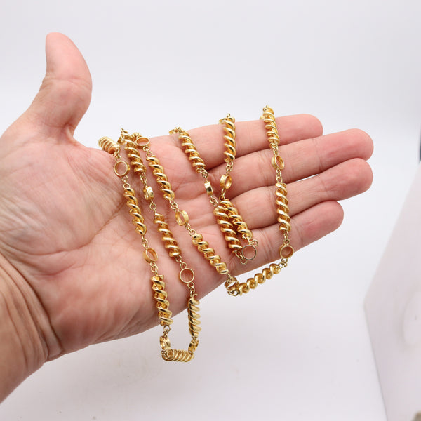 TIFFANY & CO. 1970 Schlumberger Long Rotini Necklace Sautoir In 19Kt Yellow Gold
