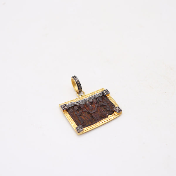 BYZANTINE 1650 Orthodox Medal In Copper 18Kt Vermeil Sterling And Diamonds