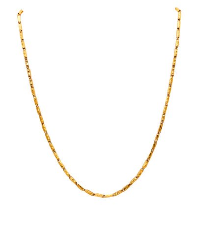 SCULPTED Long Necklace Chain In Solid Hammered 22Kt Yellow Gold